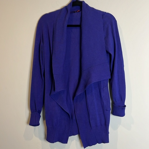 THREE Women’s Sweaters Size Small Grey Heather, Dark Teal, Purple Cowl Cardigan - Picture 5 of 12
